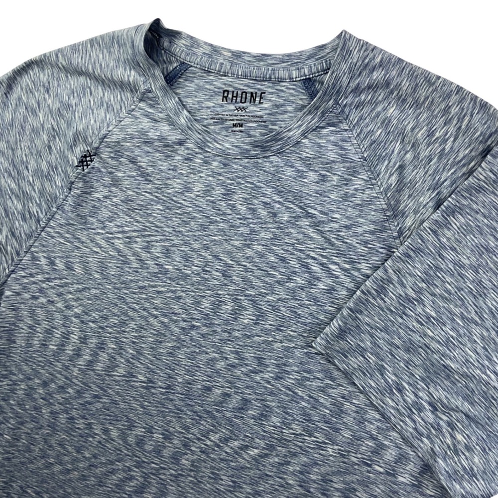 Rhone Reign Mens Medium Blue Space Dye Heather Raglan Training T-Shirt
